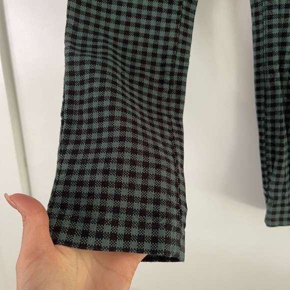 Free People Green Gingham Mid Rise Skinny Pant - 0 - Picture 3 of 5